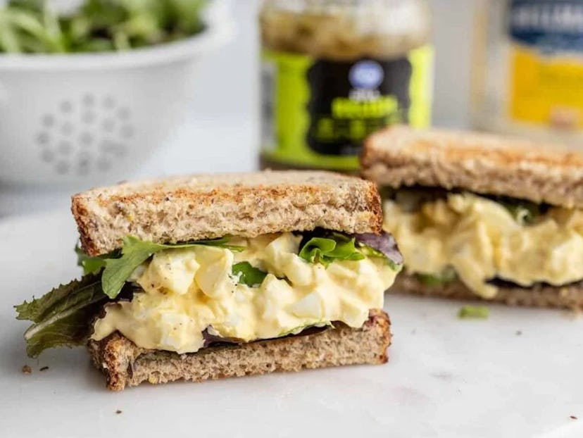 Easy egg salad recipe, in a story about boiled egg recipes to use up Easter eggs.