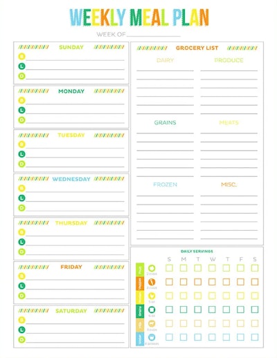 Free Printable Weekly Meal Plan Template