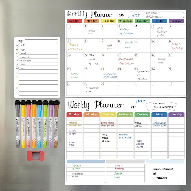 Hivillexun Magnetic Dry Erase Calendar Whiteboard Set (3-Pack)