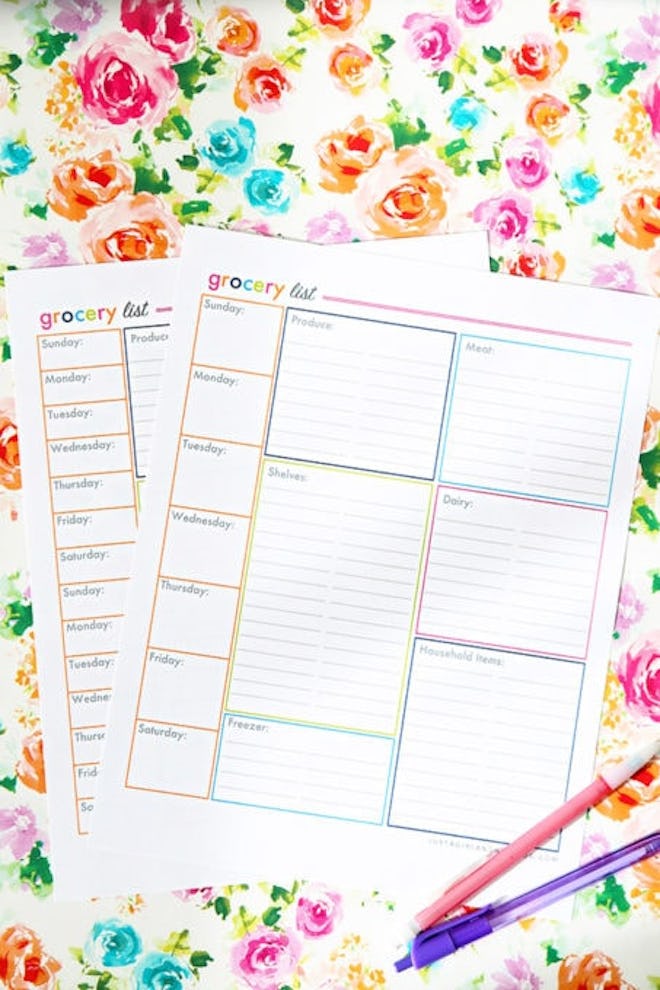 Free Printable Grocery List and Meal Plan template