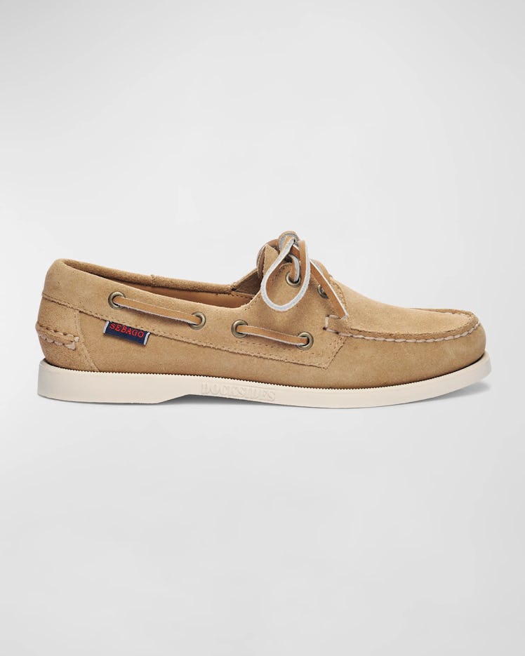 Portland Suede Lace-Up Boat Loafers
