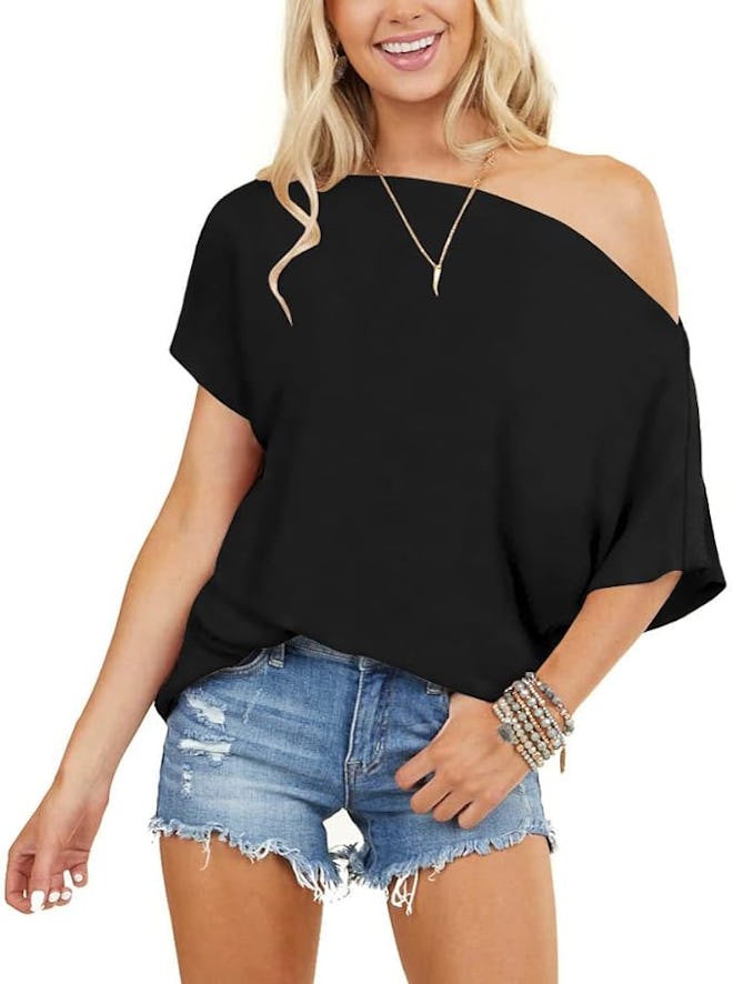 INFITTY Off Shoulder Loose Batwing Tunic