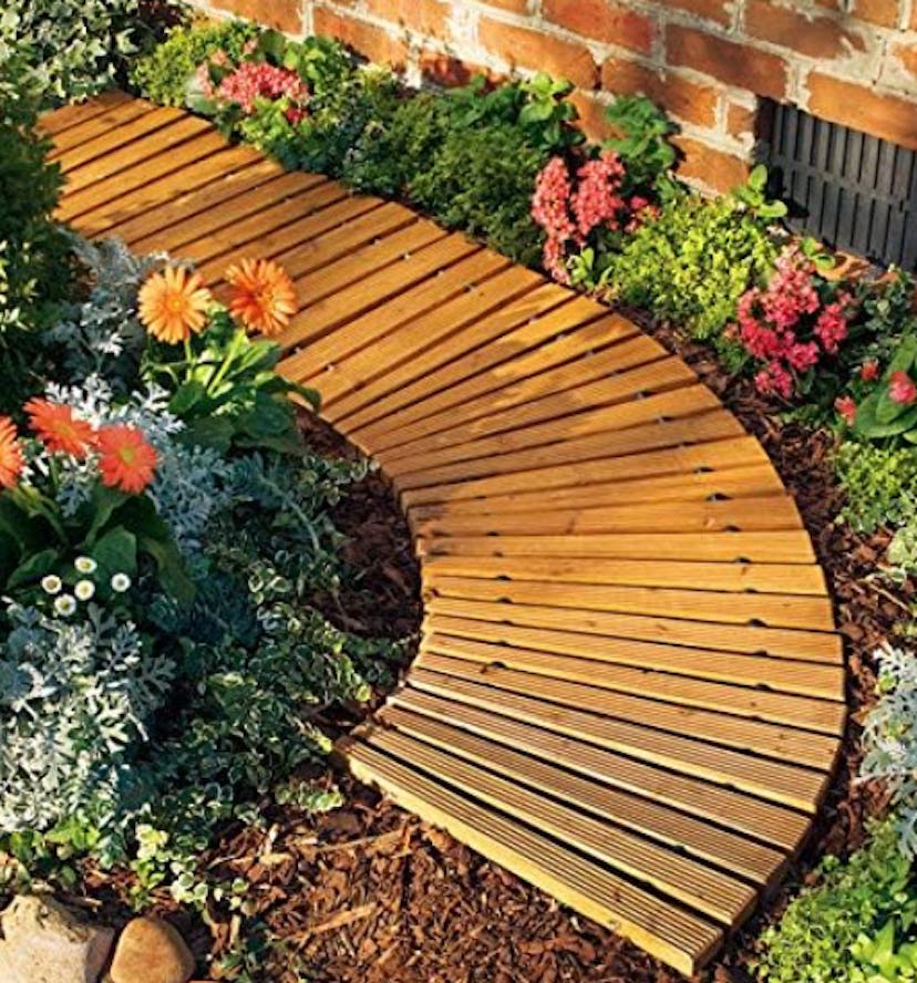 Plow & Hearth Roll-Out Wooden Curved Garden Pathway,