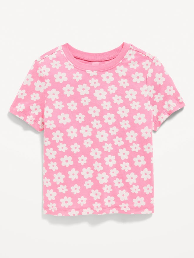 Pink Daisy Short Sleeve Printed T-Shirt for Girls