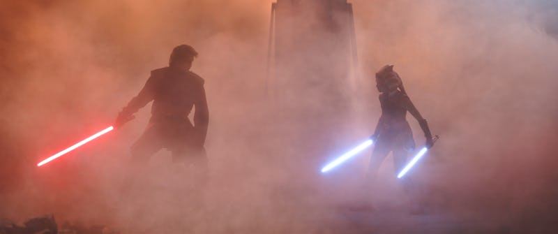 Anakin and Ahsoka face-off in a flashback/dreamworld in 'Star Wars: Ahsoka.'