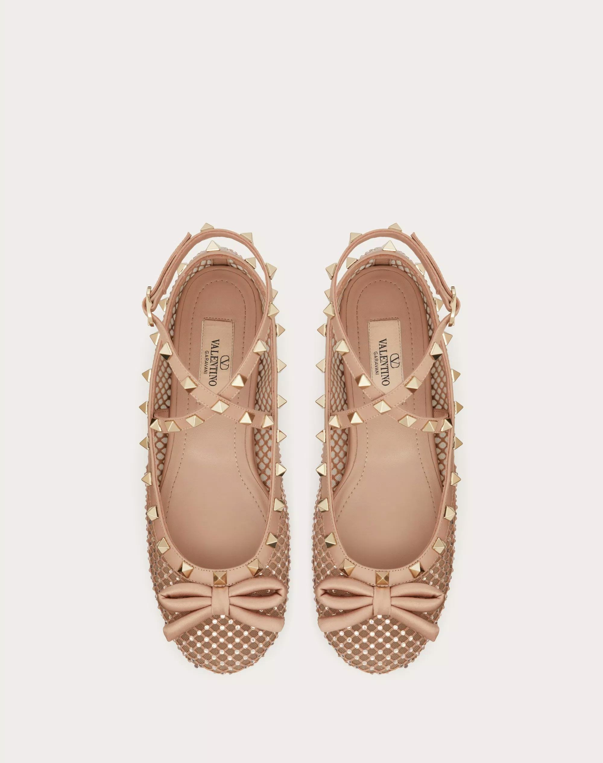 Rockstud Mesh Ballerina With Crystals
