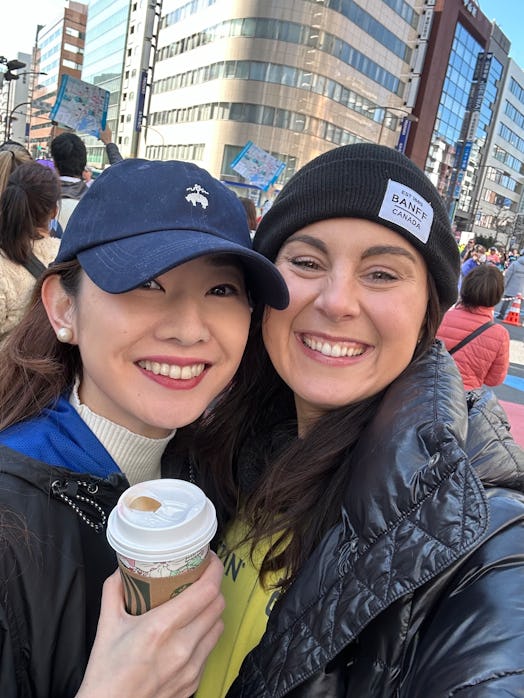 Sarah Ellis with friend in Tokyo, Japan