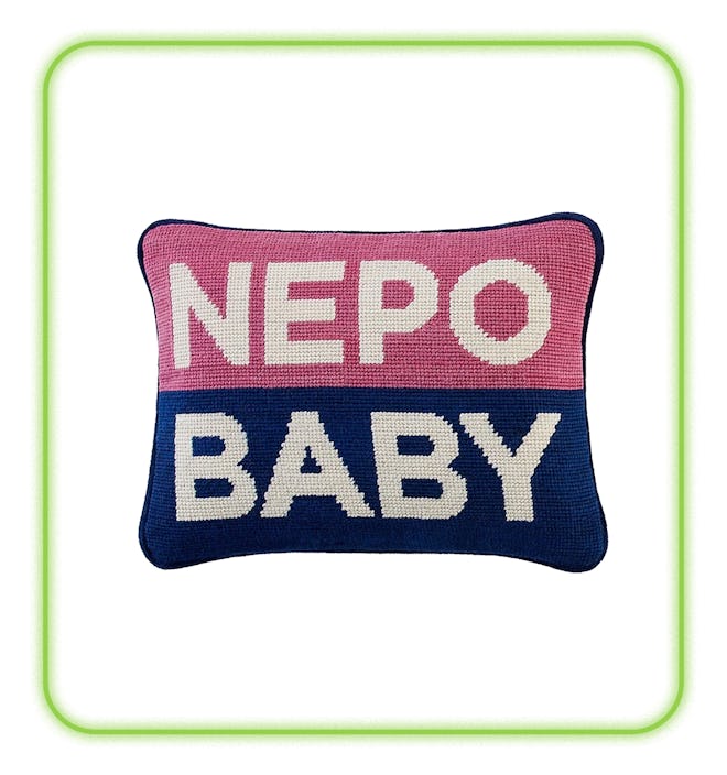 Nepo Baby Needlepoint Pillow