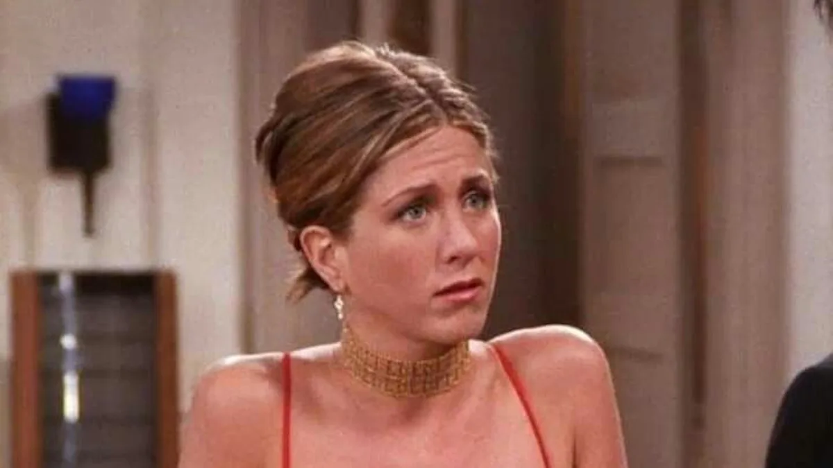 rachel red dress friends Jennifer Aniston as Rachel Green in a red slip dress. Friends. Season 7, Episode 18