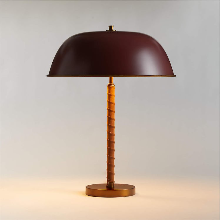 Dalton Brown Suede and Metal Dome Table Lamp 
