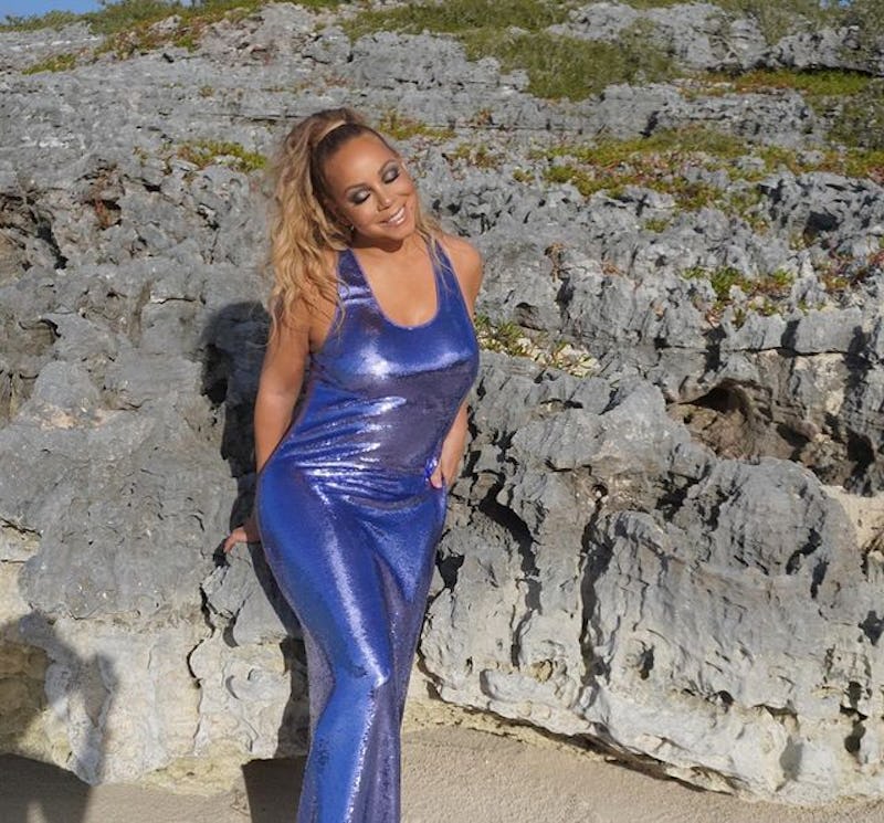 Mariah Carey blue sequin dress
