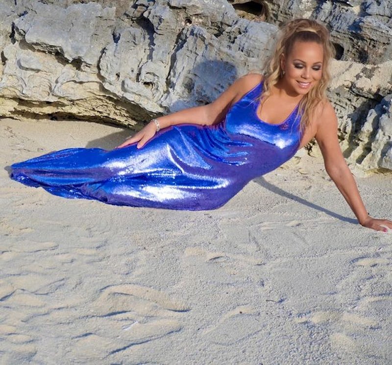 Mariah Carey blue sequin dress