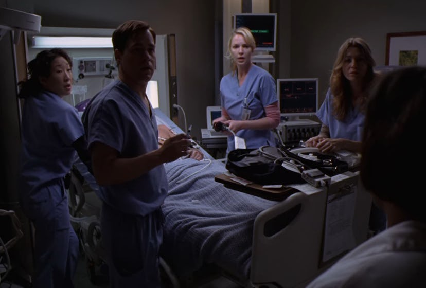 Cristina, George, Izzie, Meredith, and Bailey on ‘Grey’s Anatomy.’ Screenshot via Netflix