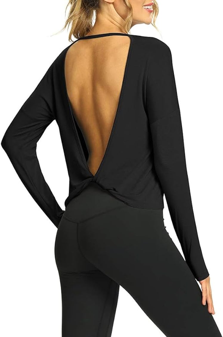 Mippo Open Back Long Sleeve Workout Top