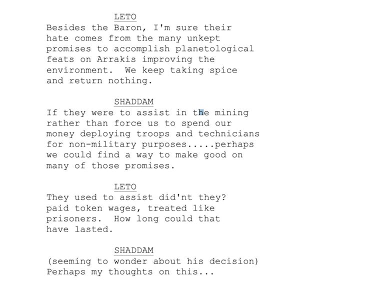 A scene from the 1972 Dune script.
