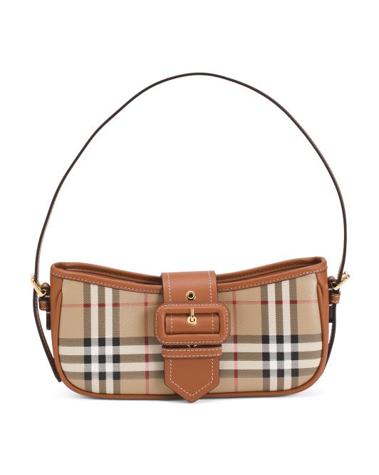 Burberry Sling Vintage Check And Leather Shoulder Bag