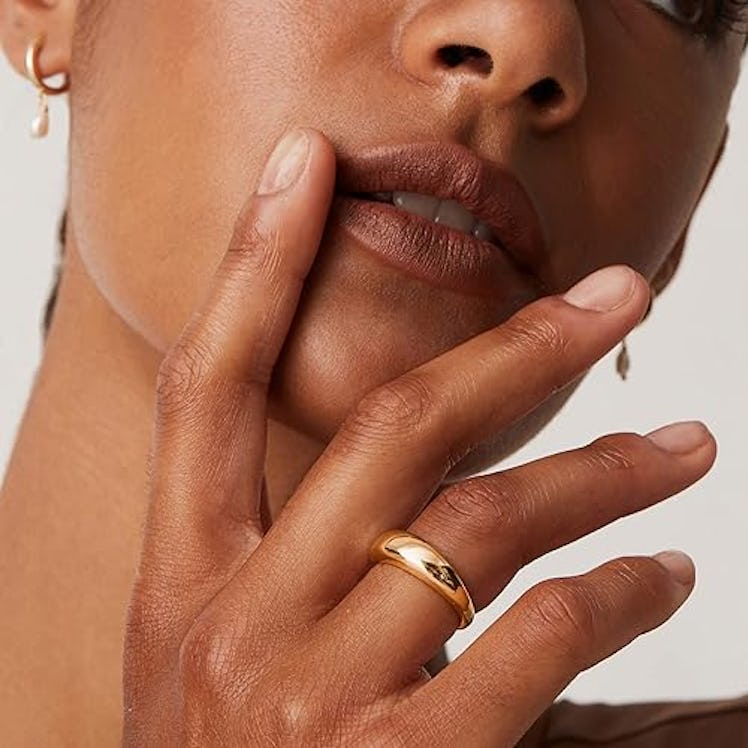 PAVOI 14K Gold Plated Chunky Dome Ring