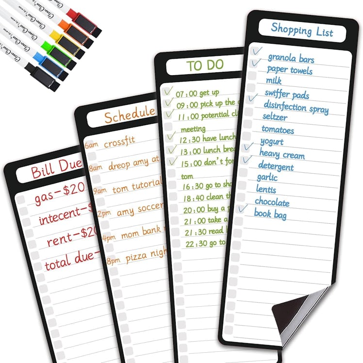 CLEVER CLEAN Magnetic Dry Erase List Board (4 Pieces)