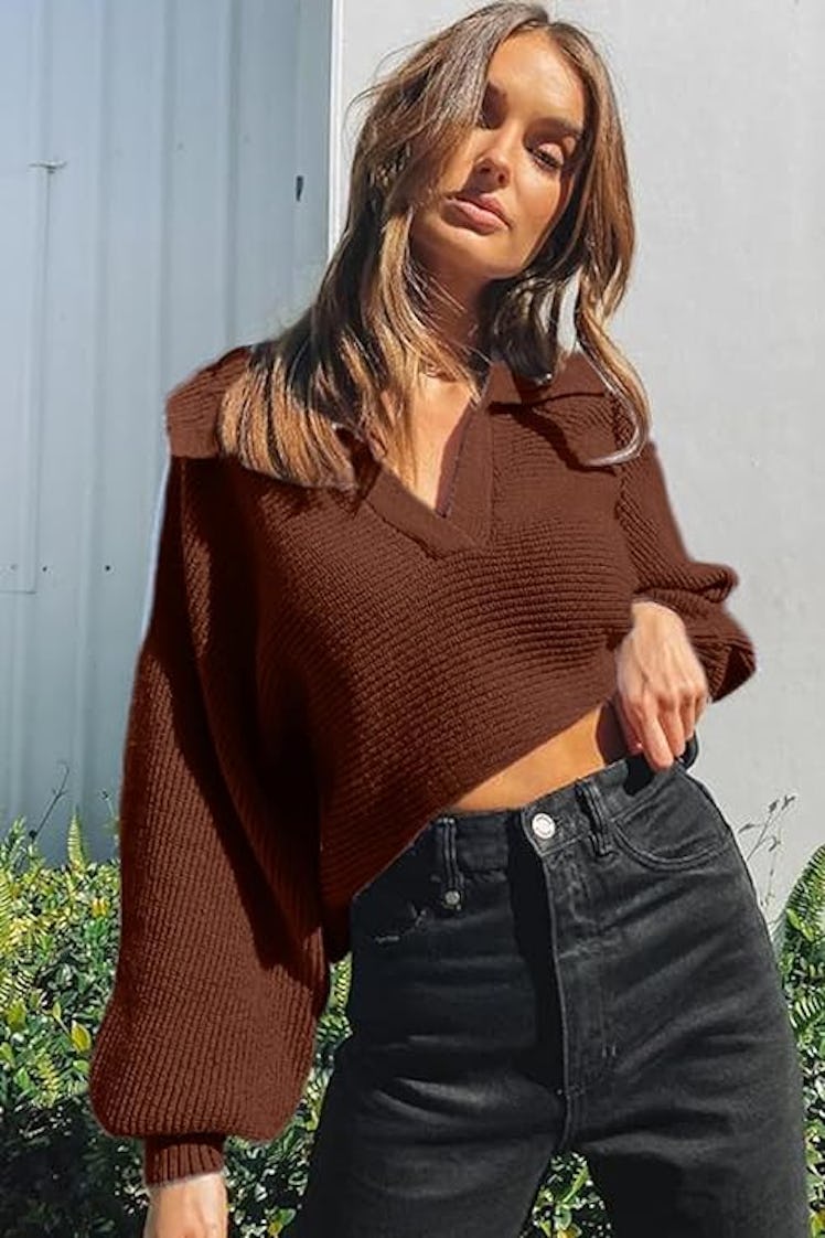 CHYRII Overized V Neck Pullover Sweater