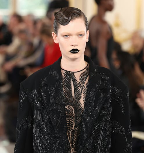 valentino fall/winter 2024 black lipstick