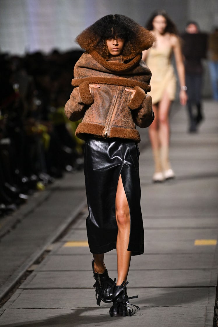 A model walks the runway during the Alexander McQueen Womenswear Fall/Winter 2024-2025 show as part ...