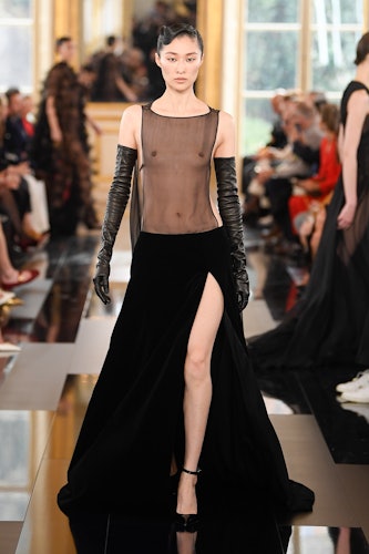 Model on the runway at Valentino RTW Fall 2024 as part of Paris Ready to Wear Fashion Week held at H...