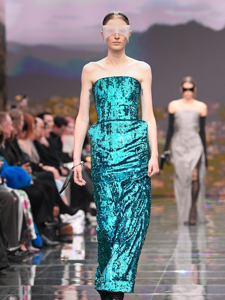 Model on the runway at Balenciaga RTW Fall 2024 as part of Paris Ready to Wear Fashion Week held at ...