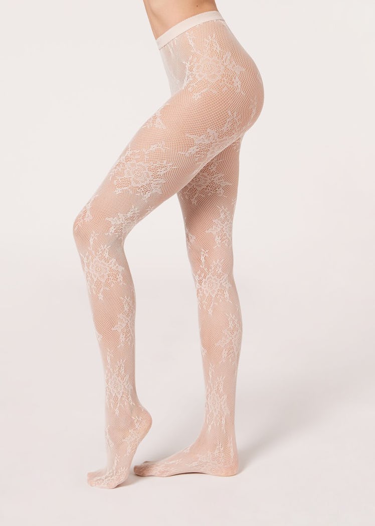 Floral Lace Mesh Tights