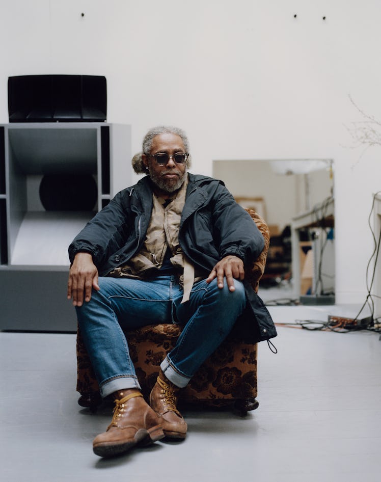 Arthur Jafa, in his own clothing and accessories.