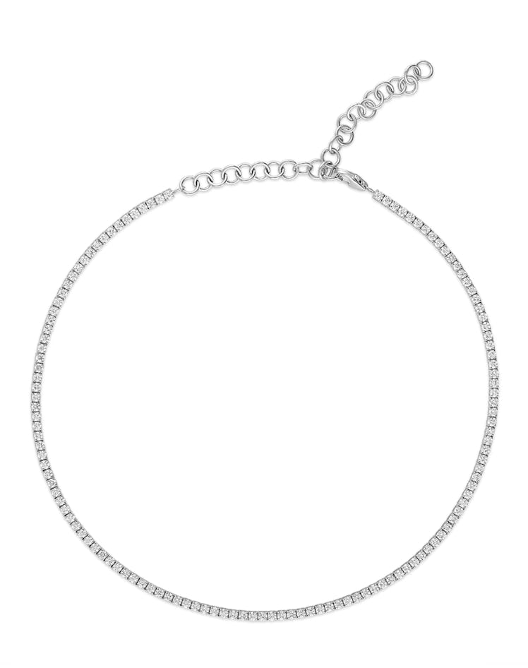 silver diamond tennis choker necklace