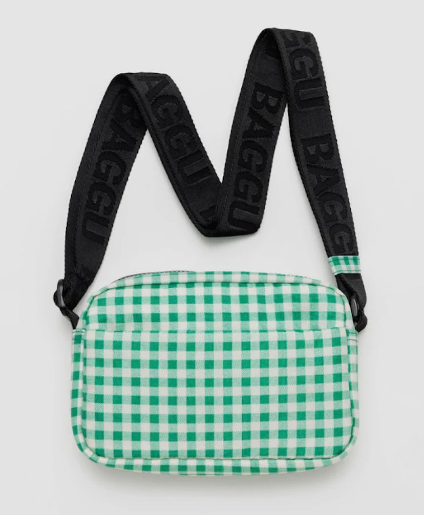 Green Gingham Baggu Crossbody