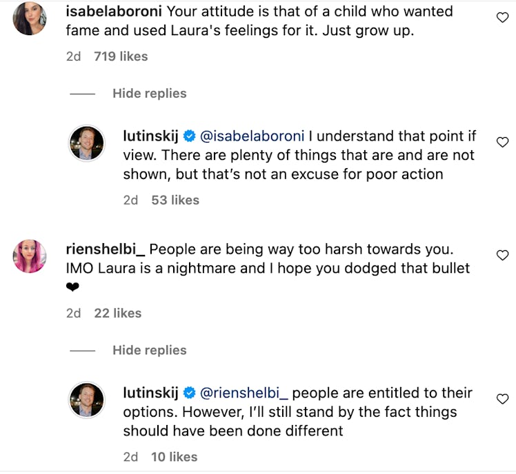 Jeramey from 'Love Is Blind' responded to comments about his Laura and Sarah Ann controversy.
