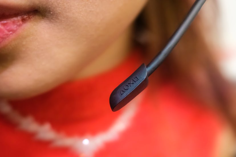 A close-up of the microphone on the Sony PlayStation Pulse Elite Wireless Headset
