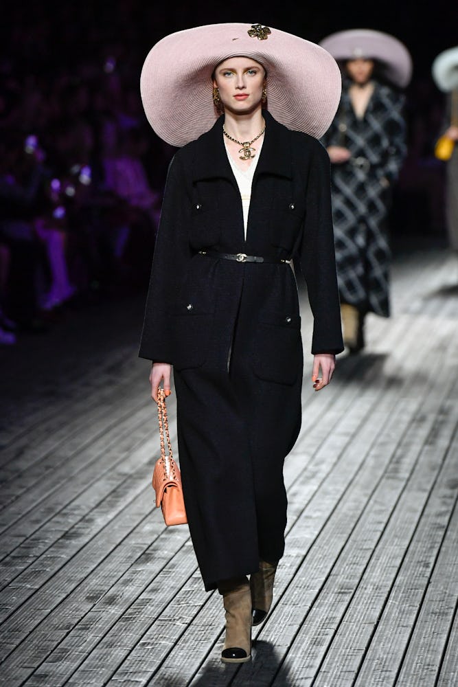 A model on the runway at Chanel RTW Fall 2024 as part of Paris Ready to Wear Fashion Week held at Gr...