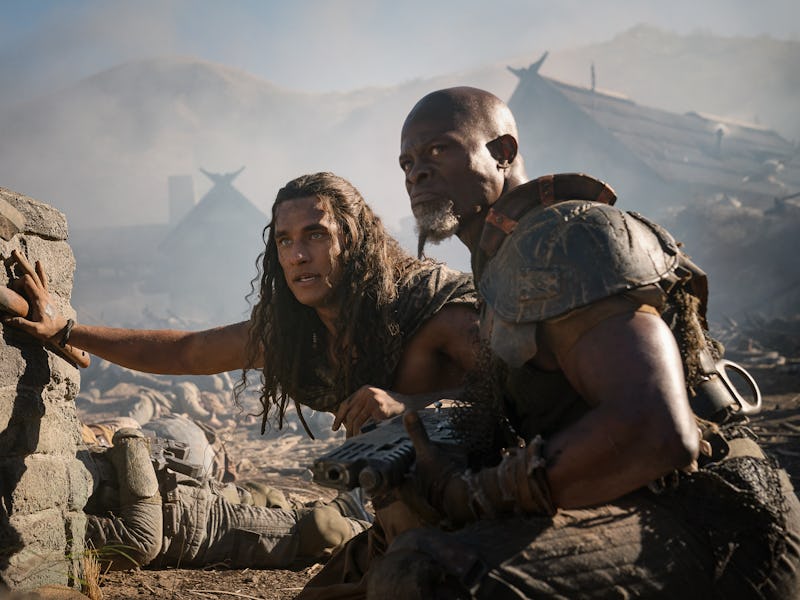 Staz Nair and Djimon Hounsou in Rebel Moon: Part 2 — The Scargiver