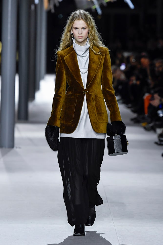  A model walks the runway during the Vuitton Ready to Wear Fall/Winter 2024-2025 fashion show as par...