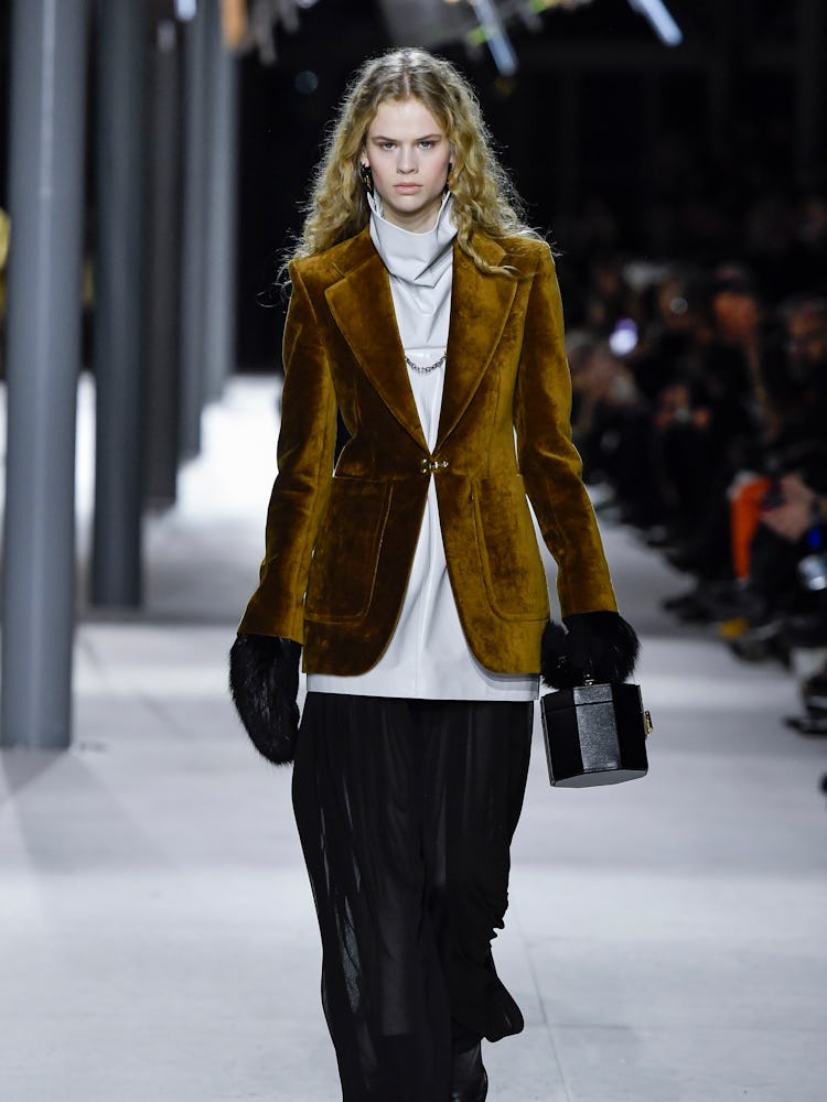  A model walks the runway during the Vuitton Ready to Wear Fall/Winter 2024-2025 fashion show as par...