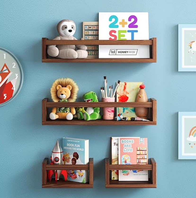 Homey Panda Floating Nursery Book Shelves (Set of 4)