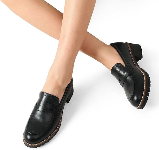 DREAM PAIRS Chunky Heeled Penny Loafers