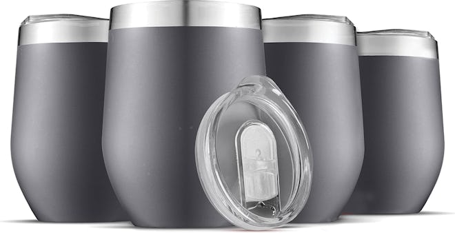 FineDine Triple Insulated Wine Tumbler With Lid (4-Pack)