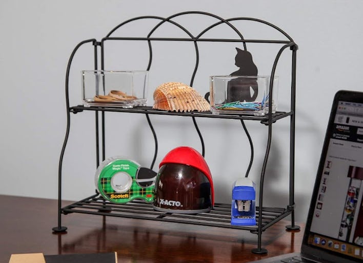 Lily's Home Cat Lovers Black Metal Countertop Wire Shelf Rack