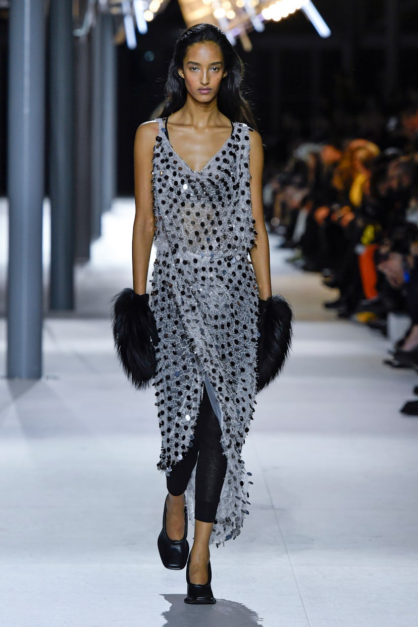 A model walks the runway during the Vuitton Ready to Wear Fall/Winter 2024-2025 fashion show as part...