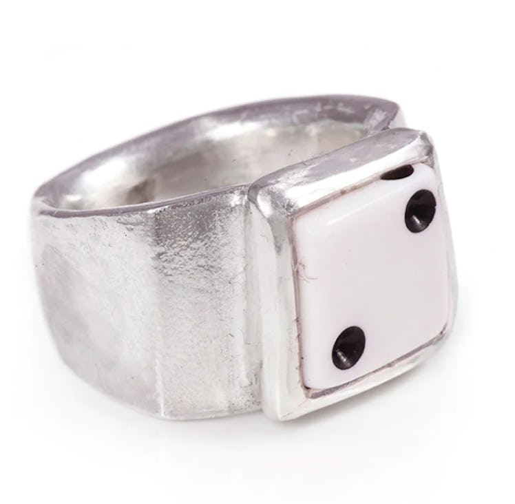 silver lucky dice ring