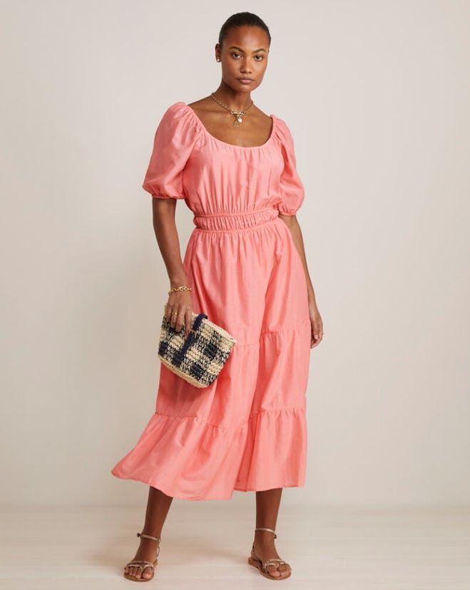 A peach tiered smocked-waist maxi dress from Vineyard Vines