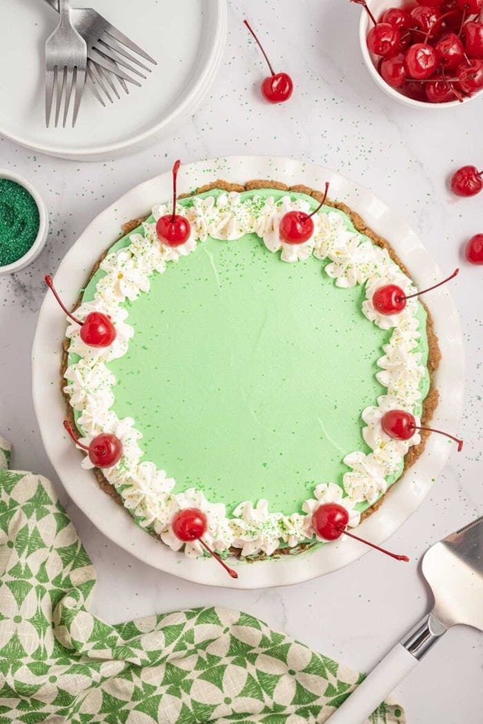 Shamrock shake pie, which would make delicious green St. Patrick's Day treats.