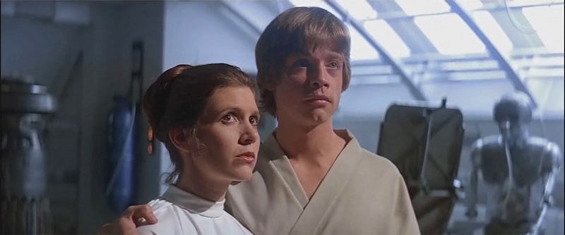 Carrie Fisher and Mark Hamill in Star Wars: The Empire Strikes Back
