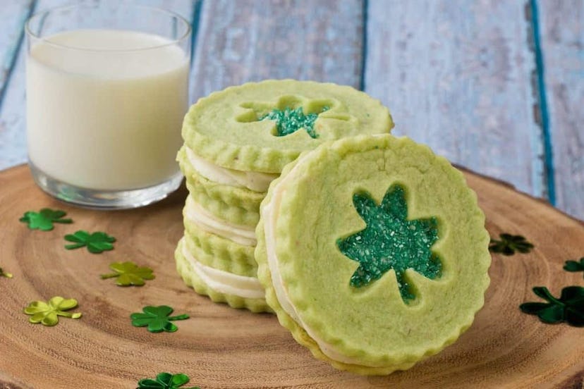 Pistachio Pudding Linzer Cookies, which would make delicious green St. Patrick's Day treats.