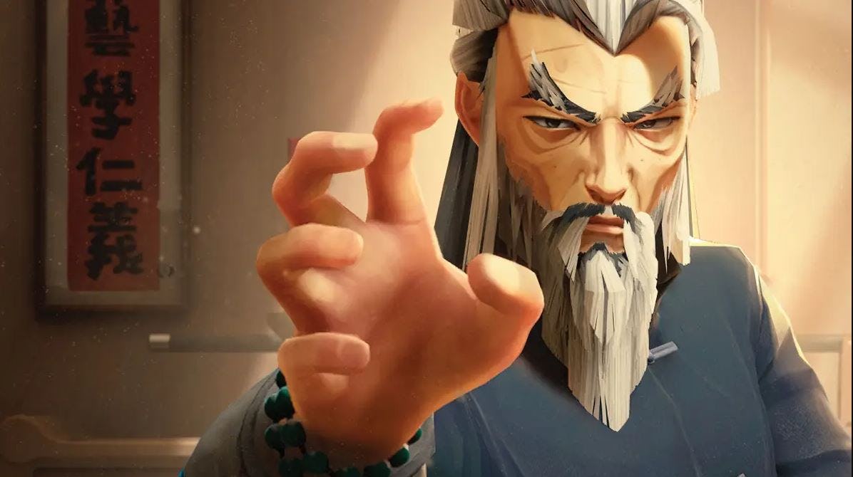 The protagonist of 'Sifu' as an old man