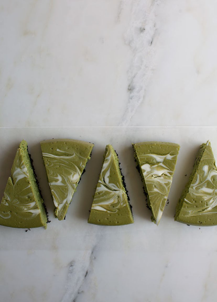 Matcha cheesecake, which would make delicious green St. Patrick's Day treats.