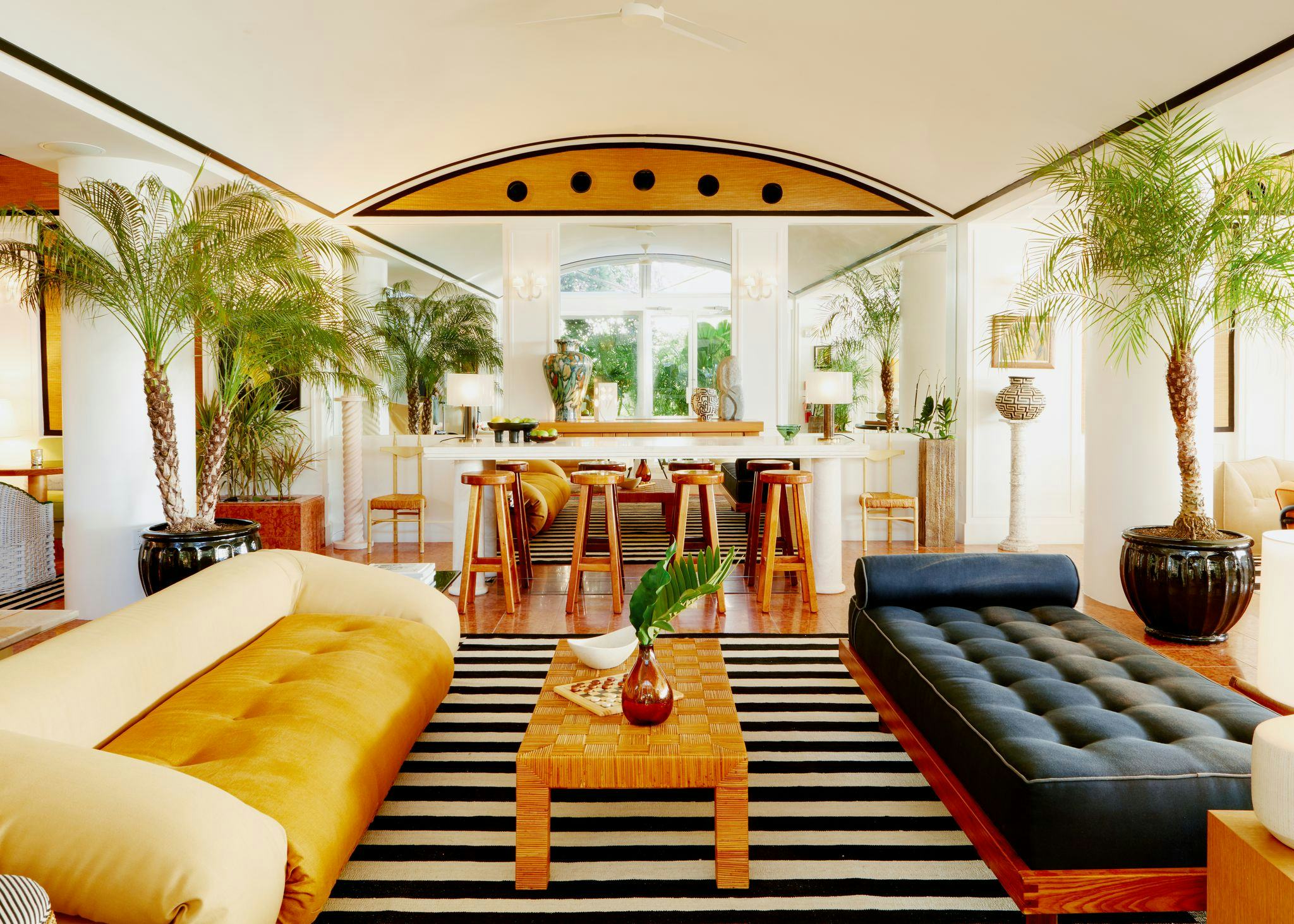 An interior view of a lounge space at Palm Heights.